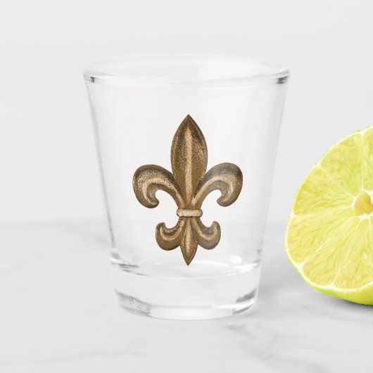 Gold French Fleur de Lis Shot Glas (Voorkant)