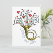 Gold French Horn, Doves, Hearts, Celebrate Life Kaart (Staand voorkant)