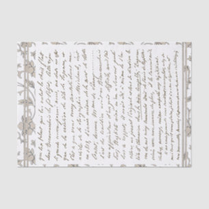 Gold French Script  Floral Chinoiserie Tissuepapier