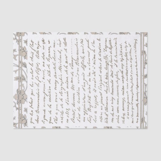 Gold French Script  Floral Chinoiserie Tissuepapier (Voorkant)