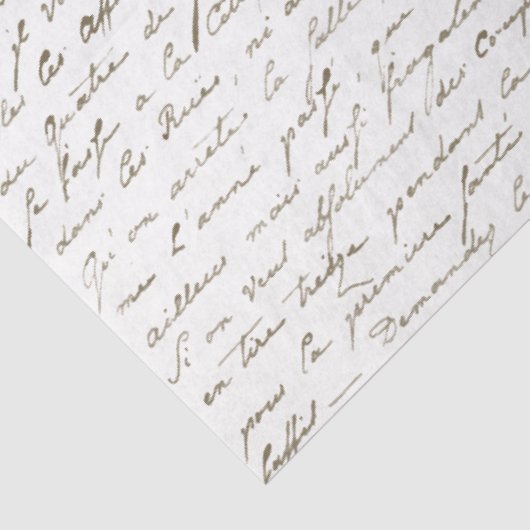 Gold French Script Handwrite Letter-lospage Tissuepapier (Detail)