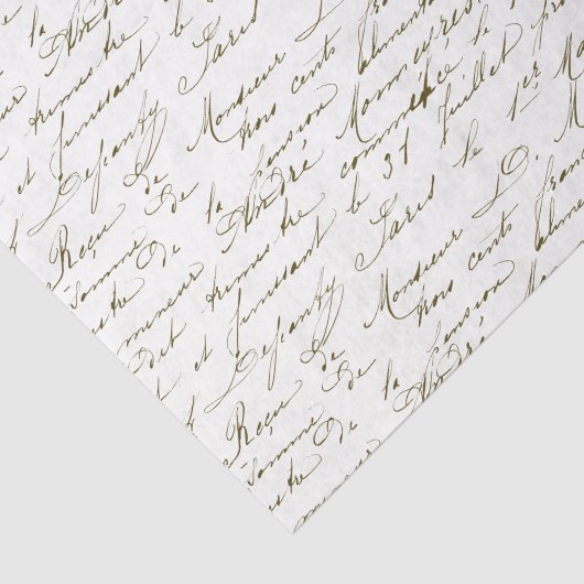  Gold French Script Handwriting Cursive Tis Tissuepapier (Detail)