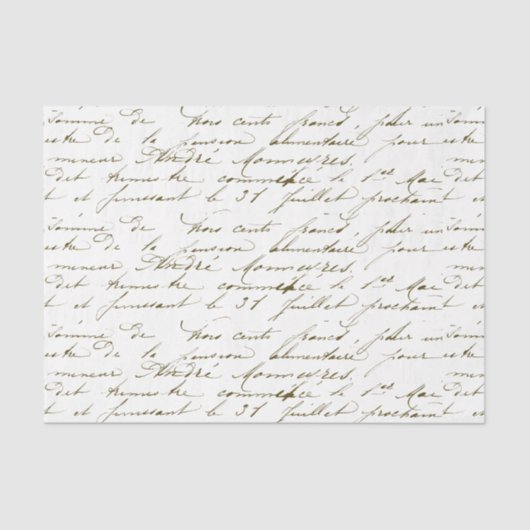  Gold French Script Handwriting Cursive Tis Tissuepapier (Voorkant)