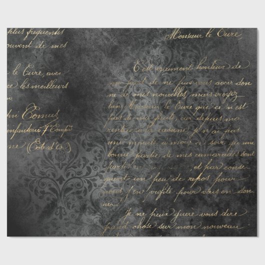 Gold French Script op Distsed Grey Cadeaupapier (Vlak)