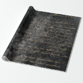 Gold French Script op Distsed Grey Cadeaupapier (Uitgerold)