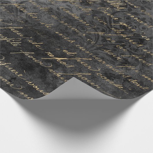 Gold French Script op Distsed Grey Cadeaupapier (Hoek)