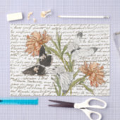 Gold French Script Peony Butterfly Floral  Tissuepapier (Craft)