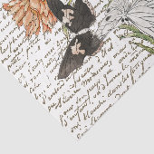 Gold French Script Peony Butterfly Floral  Tissuepapier (Detail)