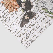 Gold French Script Peony Butterfly Floral Tissuepapier (Detail)