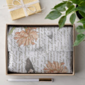 Gold French Script Peony Butterfly Floral Tissuepapier (Geschenk)