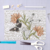 Gold French Script Peony Butterfly Floral Tissuepapier (Craft)