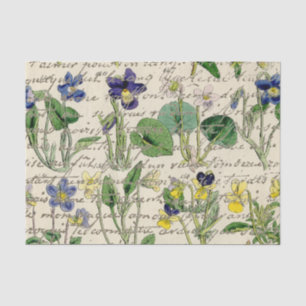 Gold French Script Viola Flowers  Tissuepapier