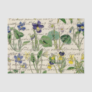 Gold French Script Viola Flowers  Tissuepapier