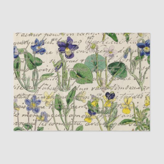 Gold French Script Viola Flowers  Tissuepapier (Voorkant)