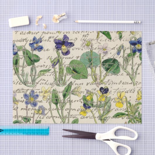 Gold French Script Viola Flowers  Tissuepapier (Craft)