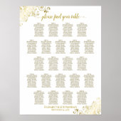 Gold Frills 22 table Wedding Seating Chart White Poster (Voorkant)