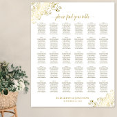 Gold Frills 30 table Wedding Seating Chart White Poster