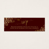 Gold Frills Auburn Brown Wedding RSVP Online Kaart (Voorkant)