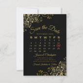 Gold Frills Black Simple Elegant WeddenAgenda Save The Date (Voorkant)