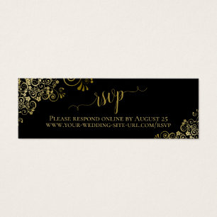 Gold Frills Black Weduwen RSVP Online Card Mini Visitekaartjes
