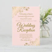 Gold Frills & Blush Pink Elegant Weddenschappen Re Kaart (Staand voorkant)