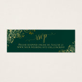 Gold Frills Emerald Green Wedding RSVP Online Card Mini Visitekaartjes (Voorkant)
