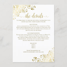 Gold Frills legant Gold op White Wedding Details Informatiekaartje