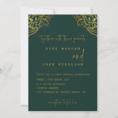  Gold Frills Minimalistische Script Wedding Kaart (Voorkant)