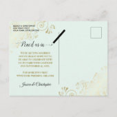 Gold Frills Mint Green Wedding Save the Date Photo Aankondigingskaart (Achterkant)