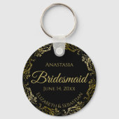 Gold Frills op Black Bridesmaid Wedding Gift Sleutelhanger (Voorkant)