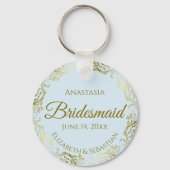 Gold Frills op Bleke blauwe bruidbruidbruidbruidbr Sleutelhanger (Voorkant)