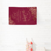 Gold Frills op Bourgogne Elegant Wedding Welcome Spandoek (Insitu)