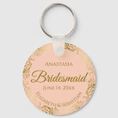 Gold Frills op Coral Peach Bridesmaid Wedding Gift Sleutelhanger (Voorkant)