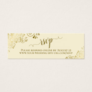 Gold Frills op Cream Wedding RSVP Online Card Mini Visitekaartjes