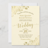 Gold Frills op het Cream Elegant Calligraphy Weddi Kaart (Voorkant)