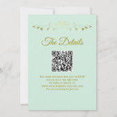 Gold Frills op Mint Green Elegant QR Code Weddensc Kaart (Achterkant)