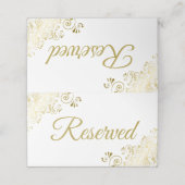 Gold Frills op White Elegant Wedding Gereserveerd Plaatskaartje (Buitenkant ongevouwen)