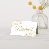 Gold Frills op White Elegant Wedding Gereserveerd Plaatskaartje (Achterkant)