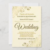 Gold Frills Simple Chic Cream Weddenschap Kaart (Voorkant)