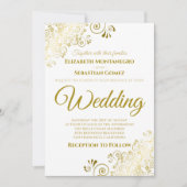 Gold Frills Simple Chic Wedding Uitnodiging (Voorkant)