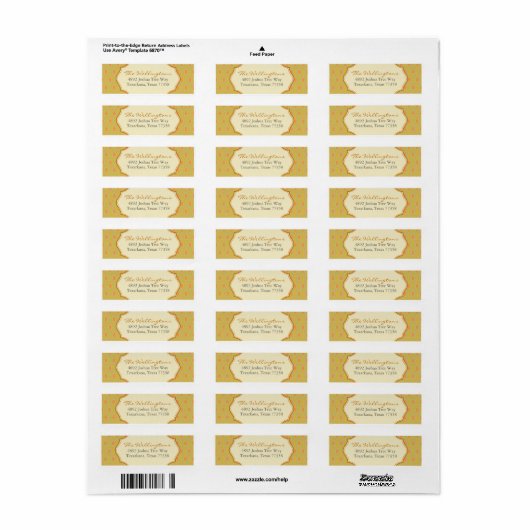 Gold Frilly Crest Retouradreslabel Etiket (Full Sheet)