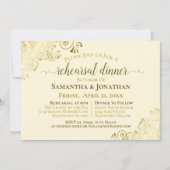 Gold Frils Ivory Cream Wedding Rehearsal & Dinner Kaart (Voorkant)