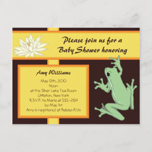 Gold Frog en Lotus Baby shower Invitation Uitnodiging Briefkaart