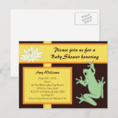 Gold Frog en Lotus Baby shower Invitation Uitnodiging Briefkaart (Voorkant / Achterkant)