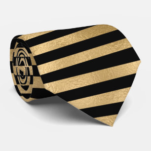 Gold Frozen Background Black Stripes Stropdas