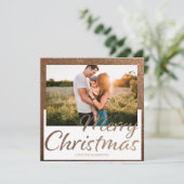 Gold Full Glitter Photo Merry Kerstmis Kaart (Staand voorkant)