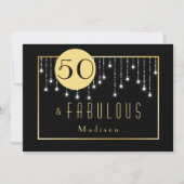 Gold Fun Fab 50th Birthday Invitation Kaart (Voorkant)