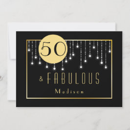 Gold Fun Fab 50th Birthday Invitation Kaart
