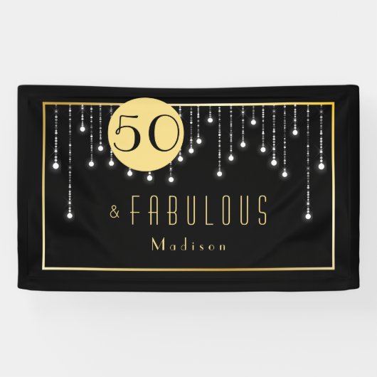 Gold Fun Fab 50th Birthday Spandoek (Horizontaal)