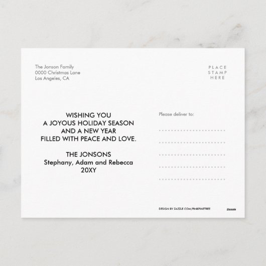 Gold Fun Merry Bright Photo Modern Briefkaart (Achterkant)